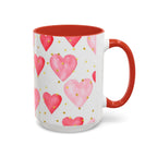 Pink Watercolor Hearts Accent Coffee Mug — Romantic Valentine’s Day Gift