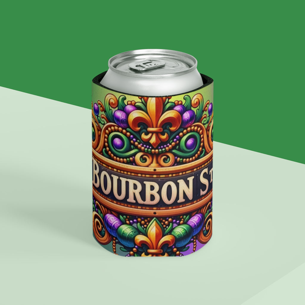 Can Cooler — Bourbon Street Mardi Gras Fleur-de-Lis Beverage Koozie