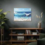 Ocean Waves Matte Canvas Wall Art — Blue Seascape Stretched Canvas