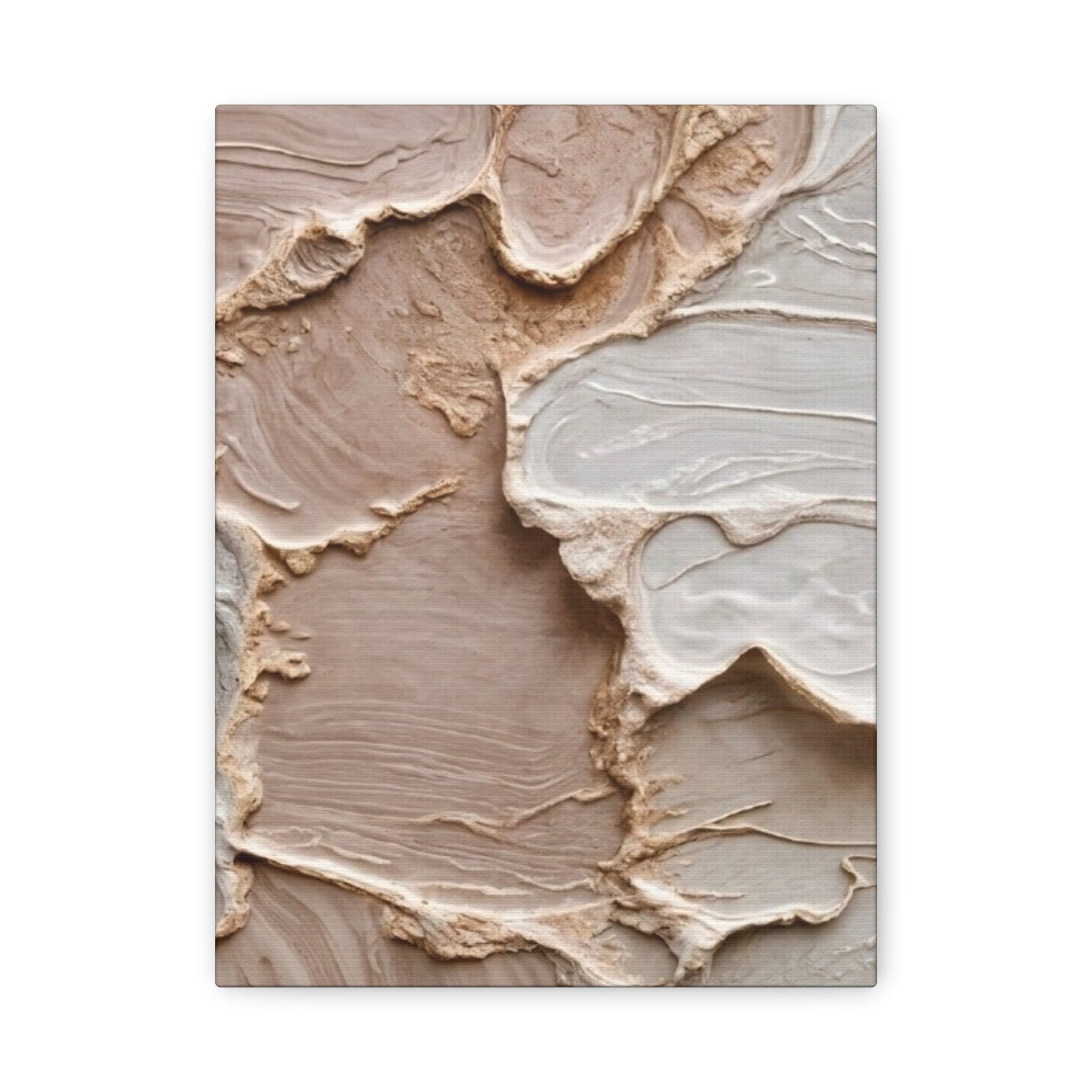Neutral Textured Abstract Canvas Print — Beige & Cream Wall Art, Matte Stretched 1.25"