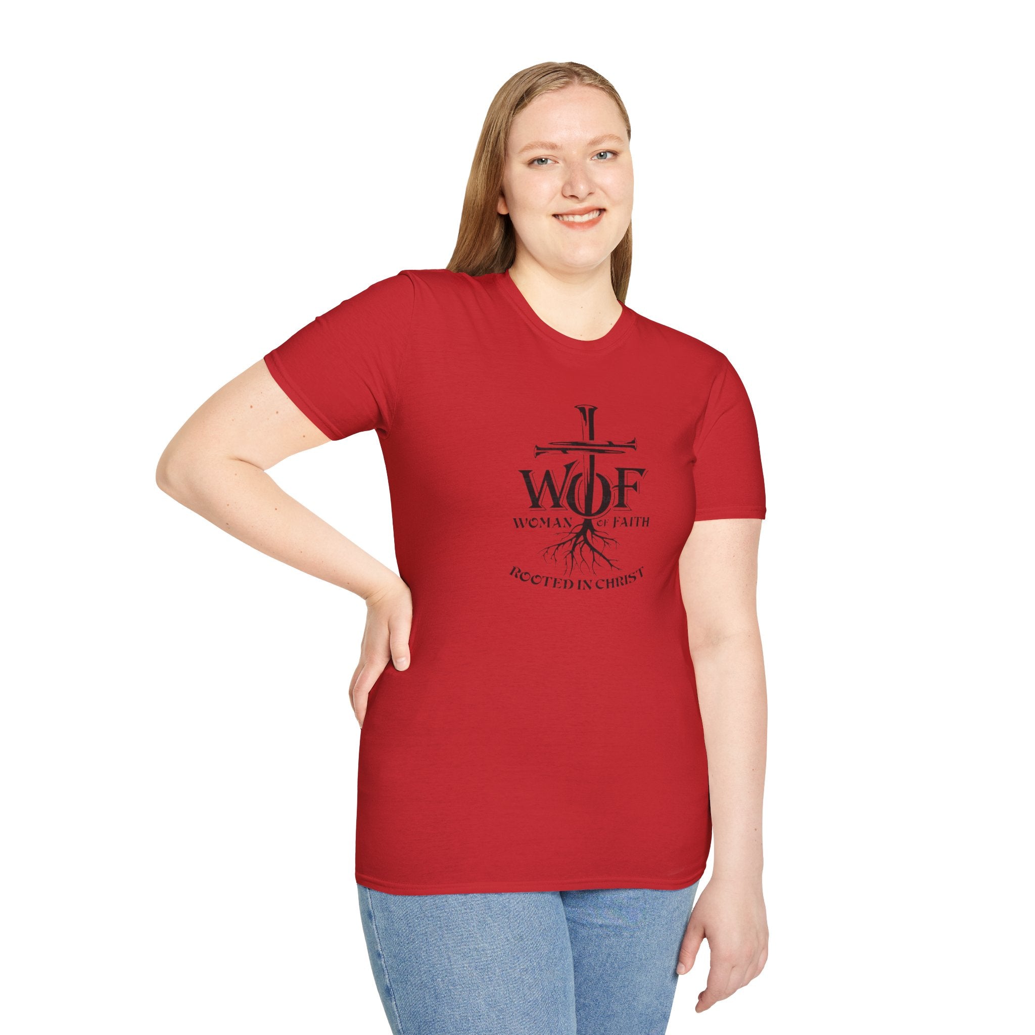Faith T-Shirt - "WOF Woman of Faith Rooted in Christ" Christian Tee