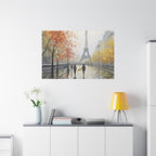 Paris Eiffel Tower Autumn Street Matte Canvas Wall Art, Stretched 1.25"