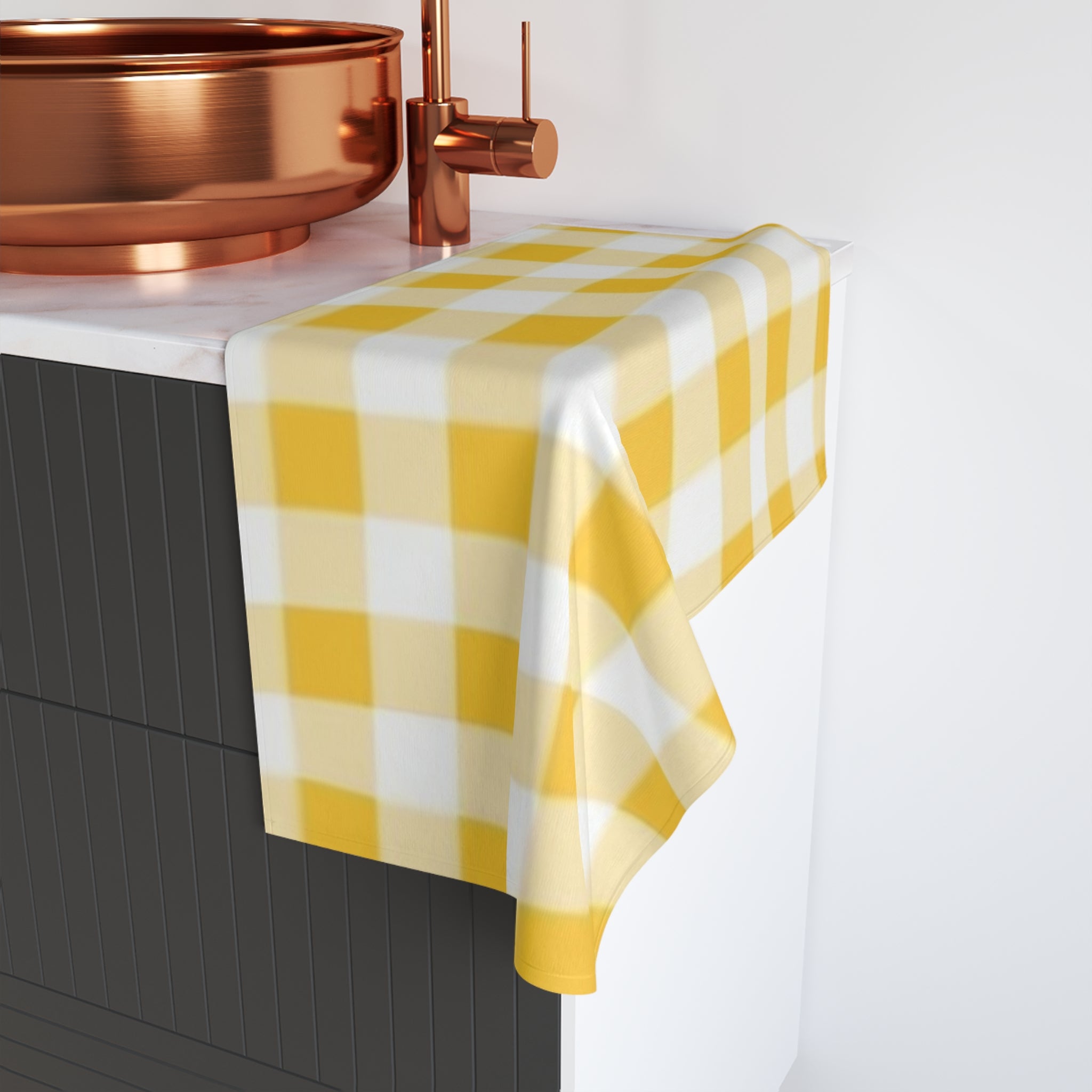 Yellow Gingham Hand Towel — Farmhouse Kitchen Tea Towel