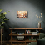 Canvas Wall Art - Misty Pine Forest Sunrise Matte Stretched Canvas