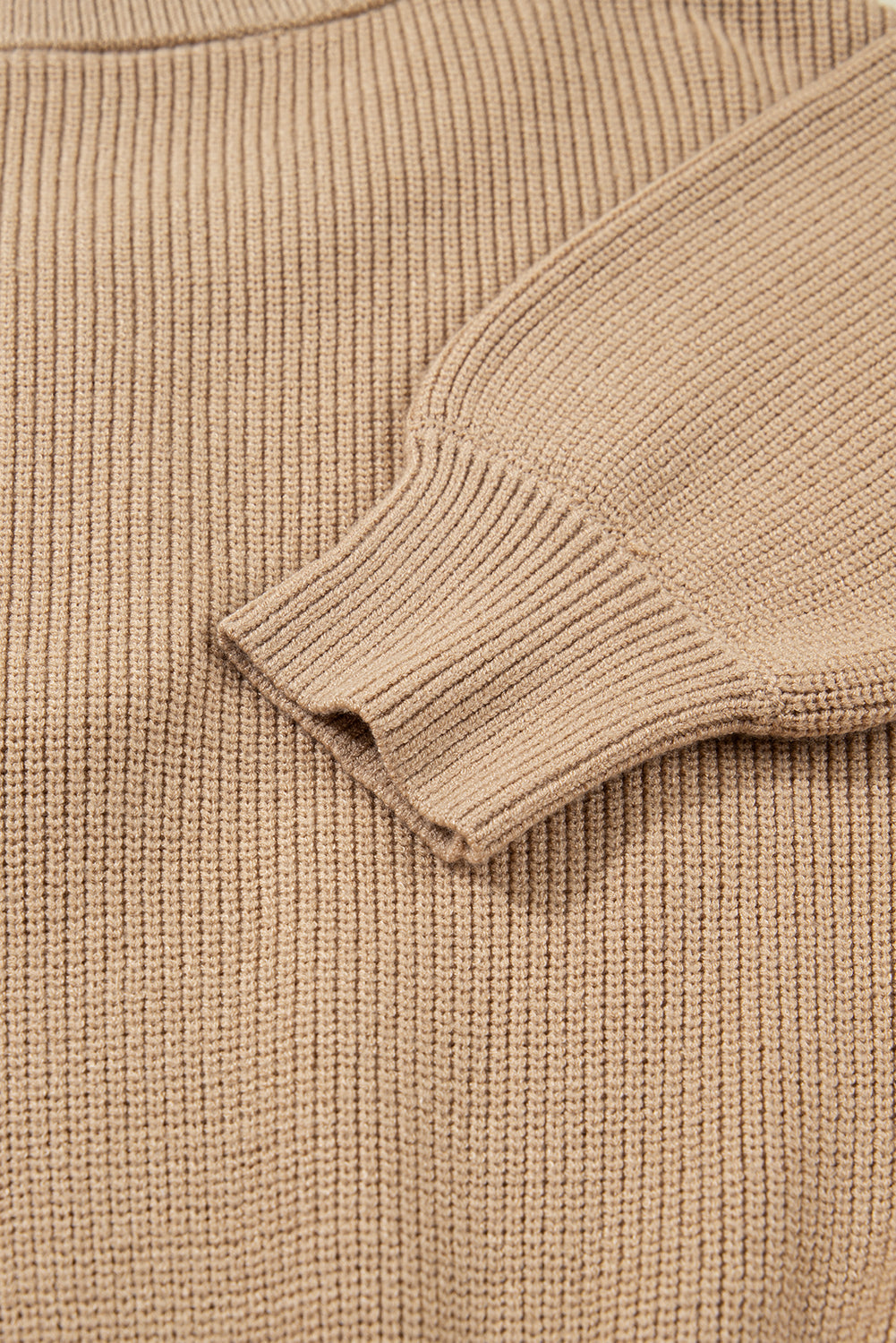 Embellished Keyhole Ribbed Sweater Dress