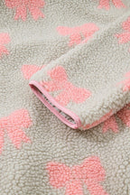 Valentine Bow Sherpa Quarter Zip Sweatshirt