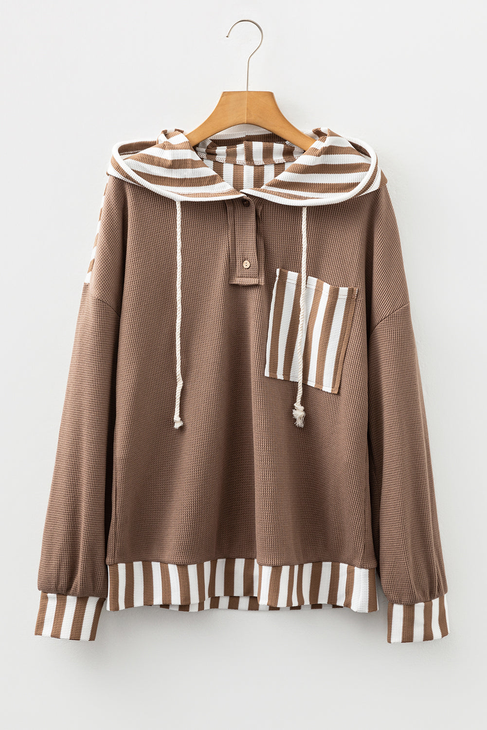 Striped Patchwork Drawstring Hoodie