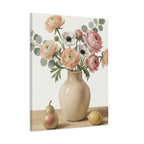 Floral Vase Canvas Wall Art — Pastel Peonies & Ranunculus Stretched Print