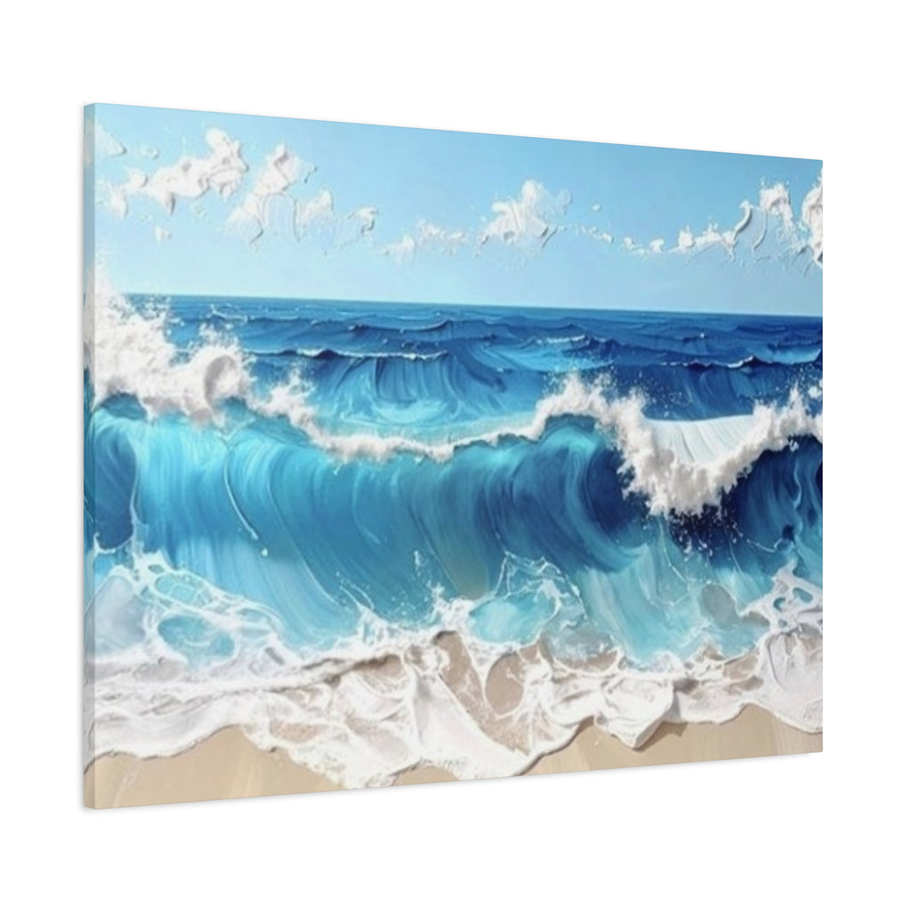 Ocean Waves Matte Canvas Wall Art — Blue Seascape Stretched Canvas