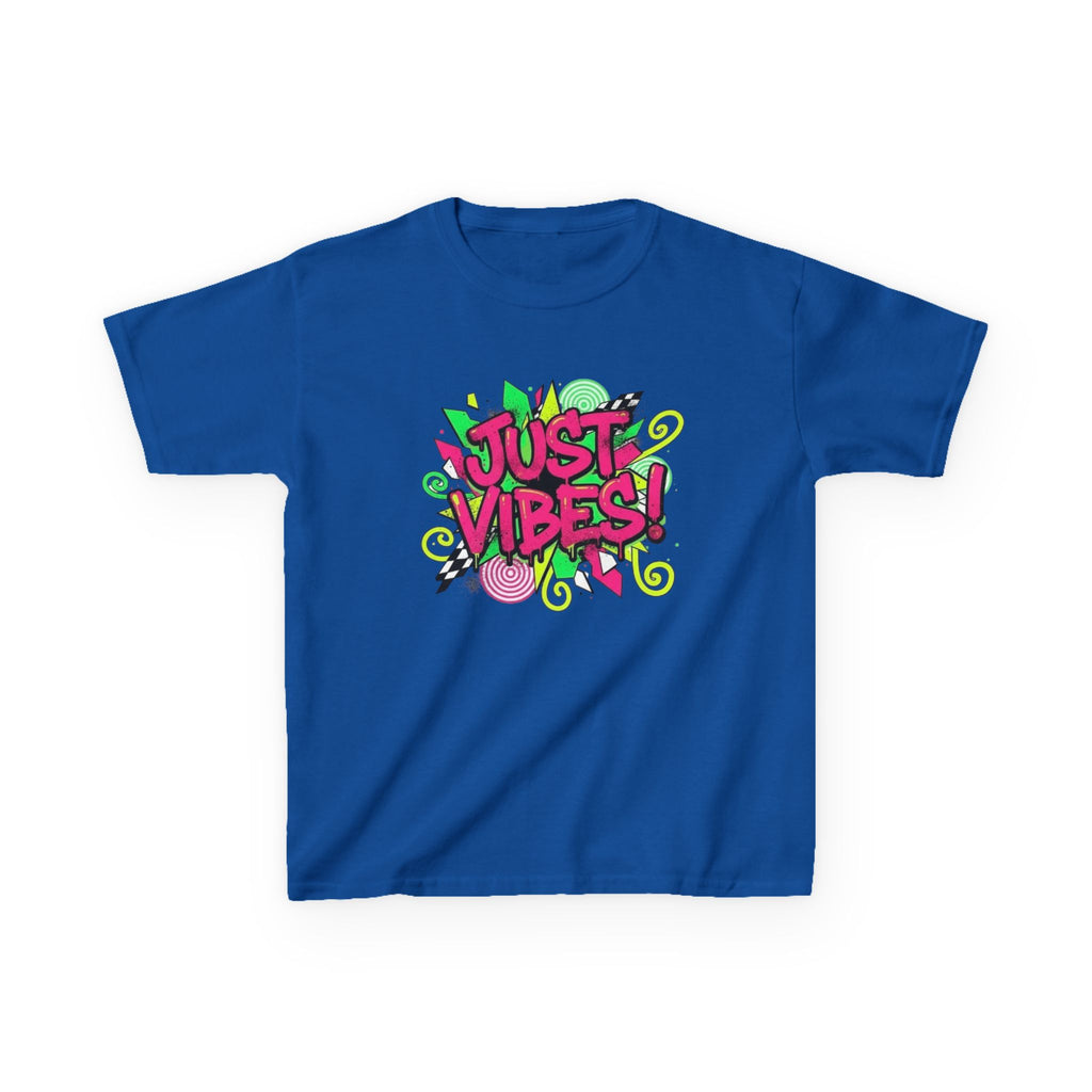 Kids T‑Shirt — "Just Vibes" Neon Graffiti Graphic Tee for Playful, Trendy Kids