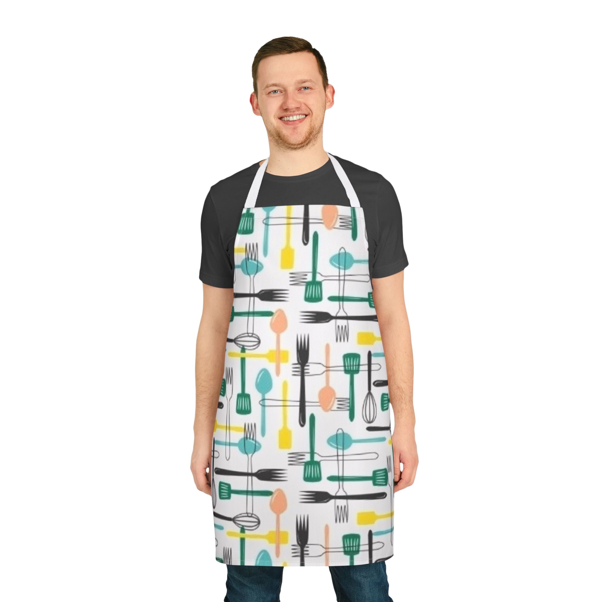 Kitchen Utensil Pattern Apron — Colorful Retro Cooking Apron