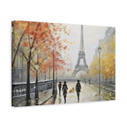 Paris Eiffel Tower Autumn Street Matte Canvas Wall Art, Stretched 1.25"