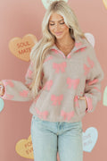 Valentine Bow Sherpa Quarter Zip Sweatshirt