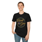 Mardi Gras T-Shirt — Purple Green Gold Beaded Fleur-de-Lis Celebration Tee