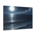 Moonlit Ocean Canvas Wall Art — Serene Night Seascape Matte Stretched Print