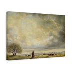 Shepherd in Pastoral Landscape Matte Canvas Print