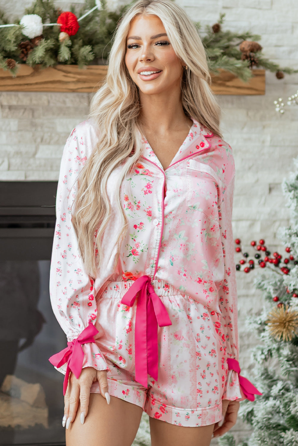Paisley Tie Floral 2pcs Pajama Set