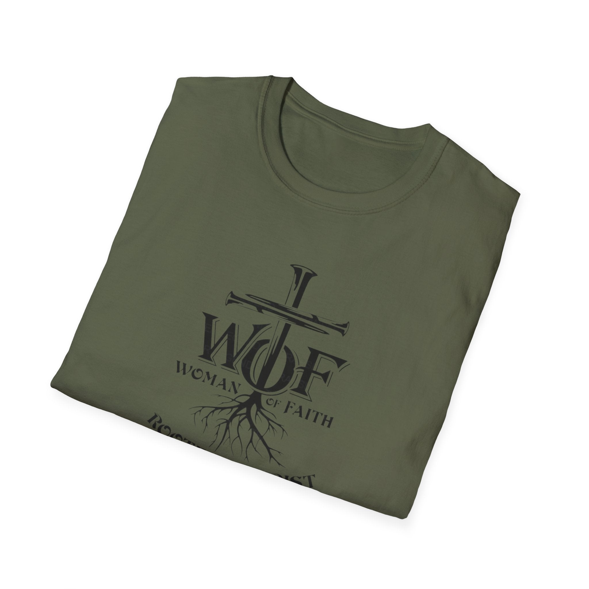 Faith T-Shirt - "WOF Woman of Faith Rooted in Christ" Christian Tee