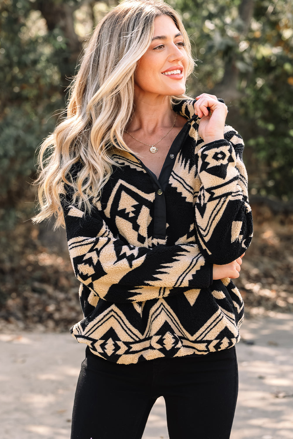 Aztec Western Plush Sweatshirt