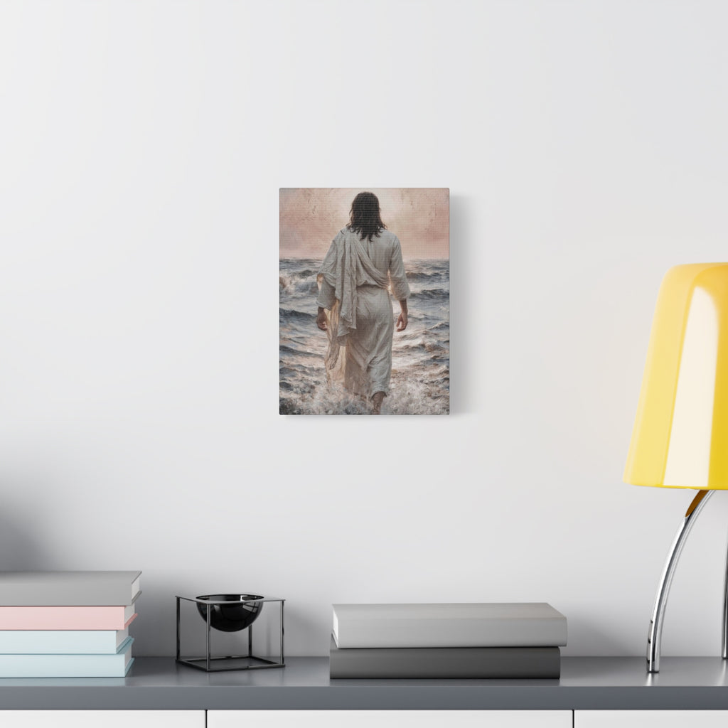 Jesus Walking on Water Matte Canvas Print