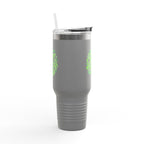 St. Patrick's Day 40oz Insulated Travel Mug — 'Happy St. Patrick's Day' Neon Green Design