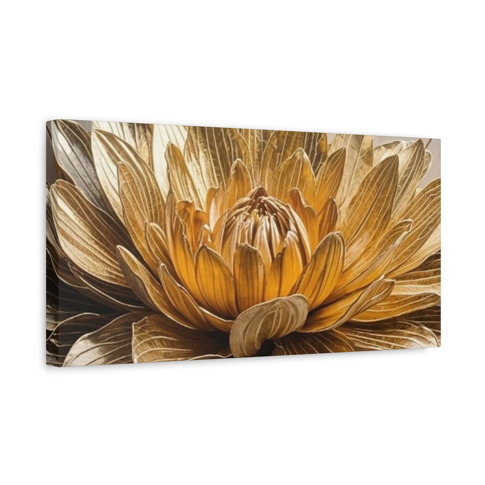 Golden Dahlia Matte Canvas Wall Art — Stretched 1.25"