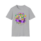 Mardi Gras Carnival T-Shirt — Festive Mask, Beads & Balloon Design