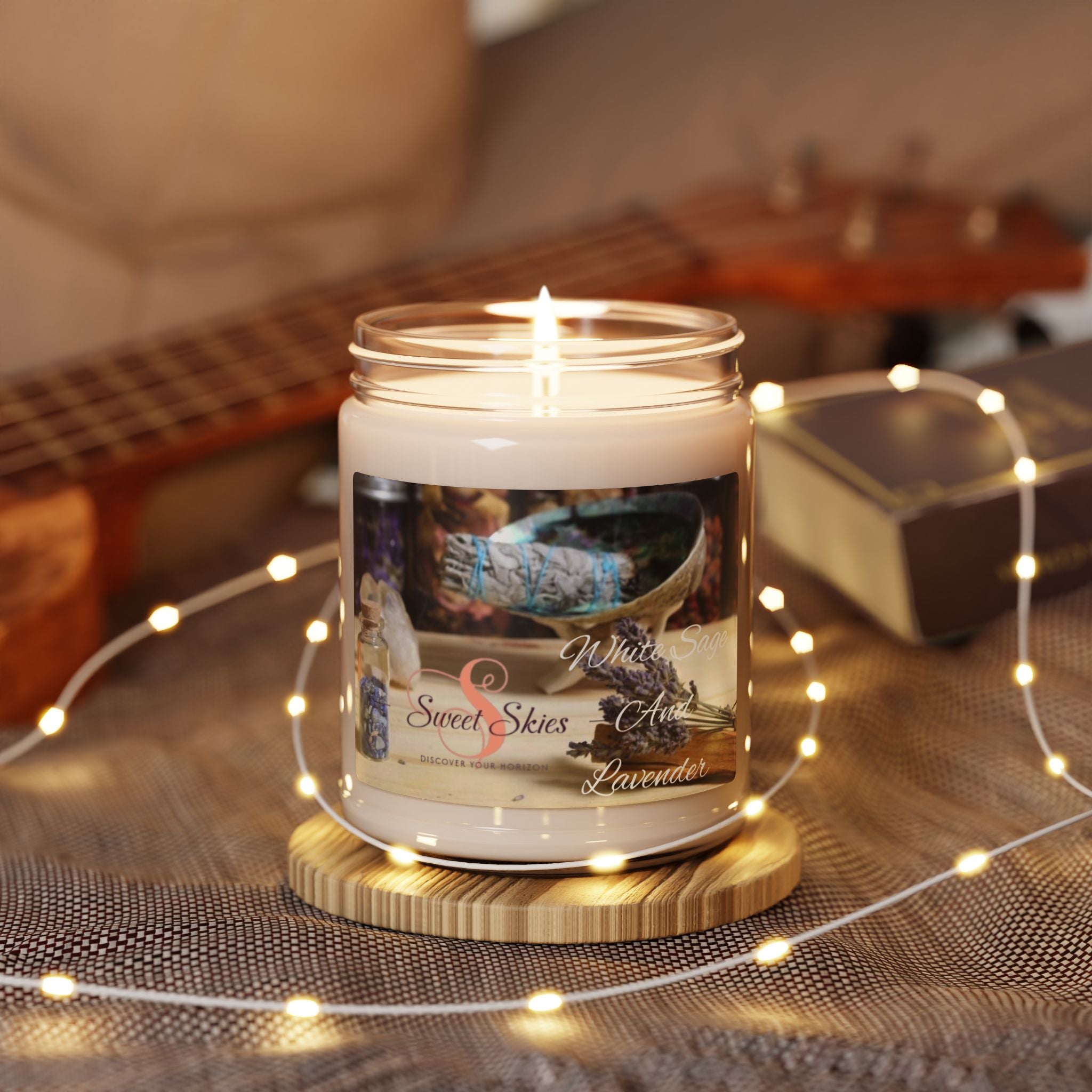 Lavender & White Sage 9oz Scented Soy Candle — Relaxing Aromatherapy Jar
