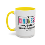 Kindness Is Free Accent Coffee Mug — Inspirational Pink Interior 11/15oz