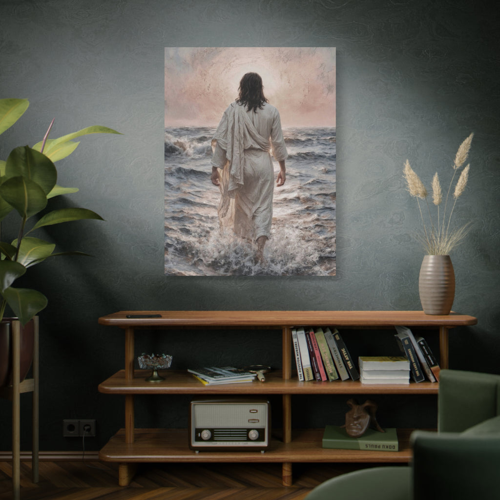 Jesus Walking on Water Matte Canvas Print