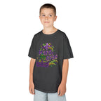 Kids Mardi Gras T-Shirt — Purple & Green Mask Design