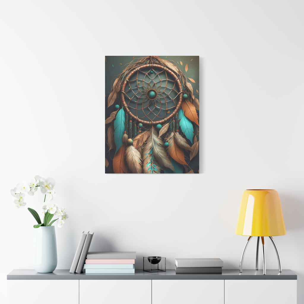 Dreamcatcher Wall Canvas – Boho Feather Art Print