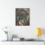 Dreamcatcher Wall Canvas – Boho Feather Art Print