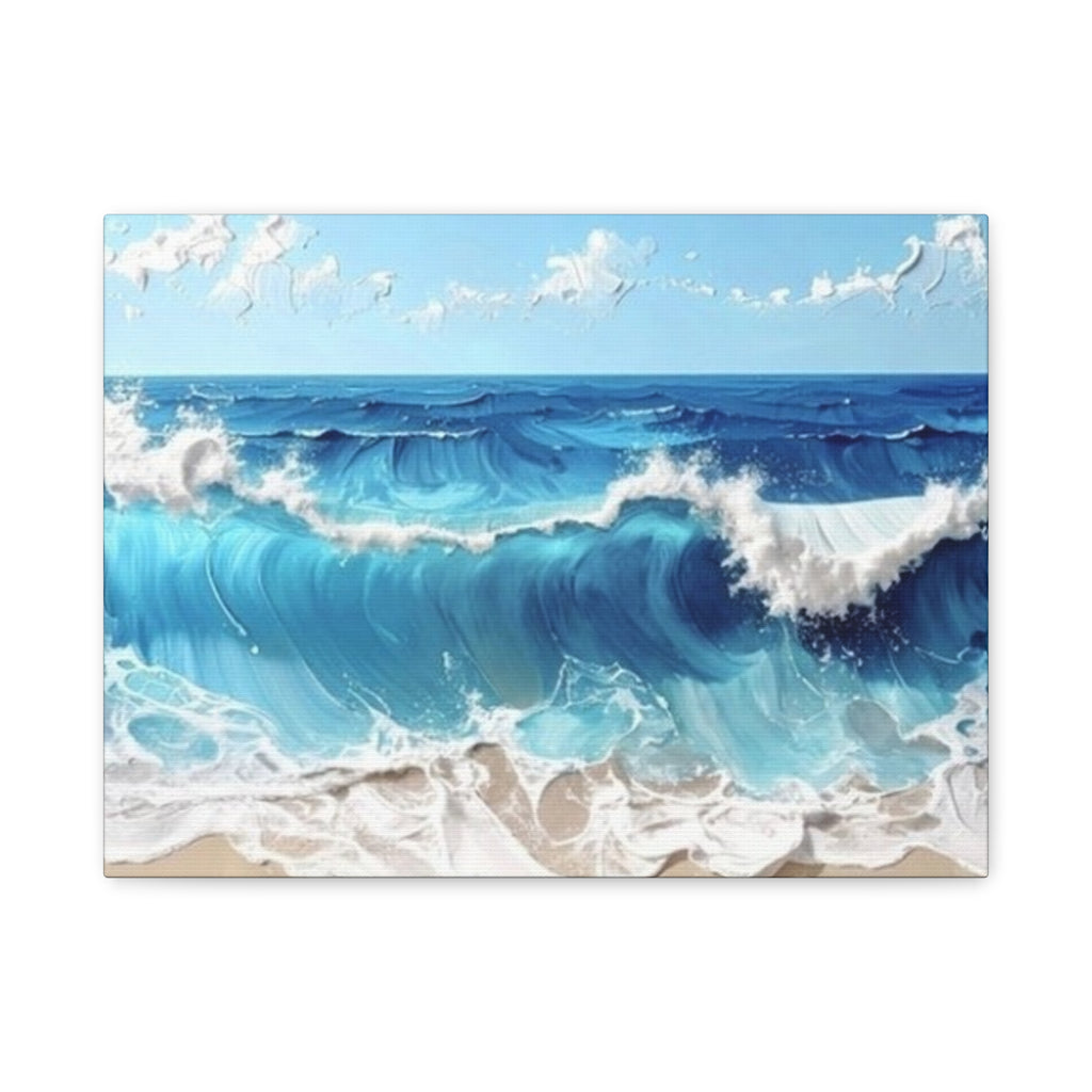 Ocean Waves Matte Canvas Wall Art — Blue Seascape Stretched Canvas