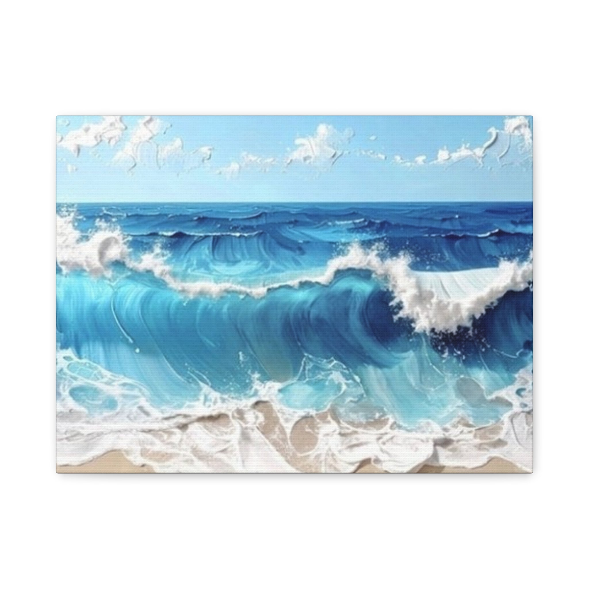 Ocean Waves Matte Canvas Wall Art — Blue Seascape Stretched Canvas