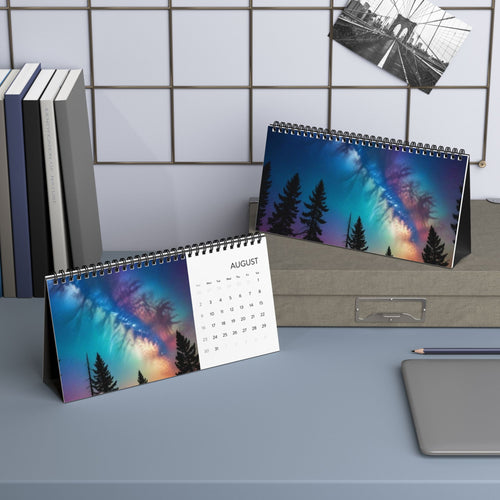 2026 Aurora Desktop Calendar - Scenic Monthly Grid