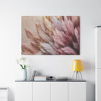 Feathered Pampas Wall Art Canvas — Blush Pink Botanical Decor, Matte Stretched 1.25"
