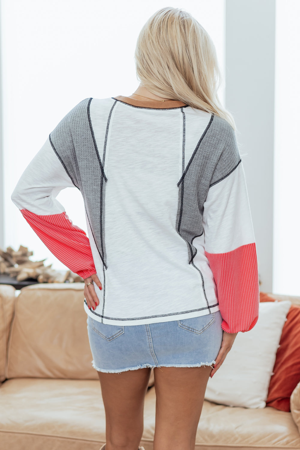 Everlee Patchwork Casual Top