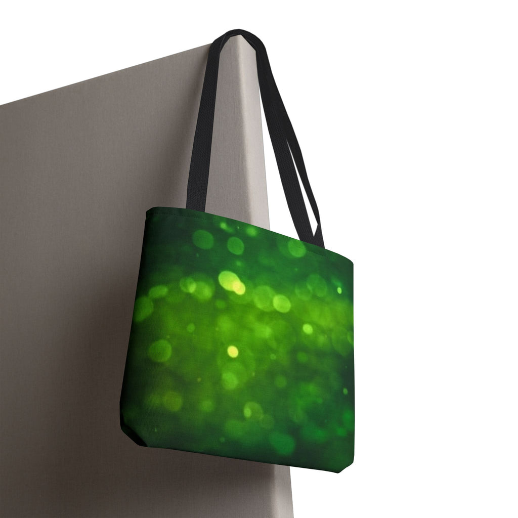 Green Bokeh Tote Bag — Sparkling Nature-Inspired All-Over Print Tote