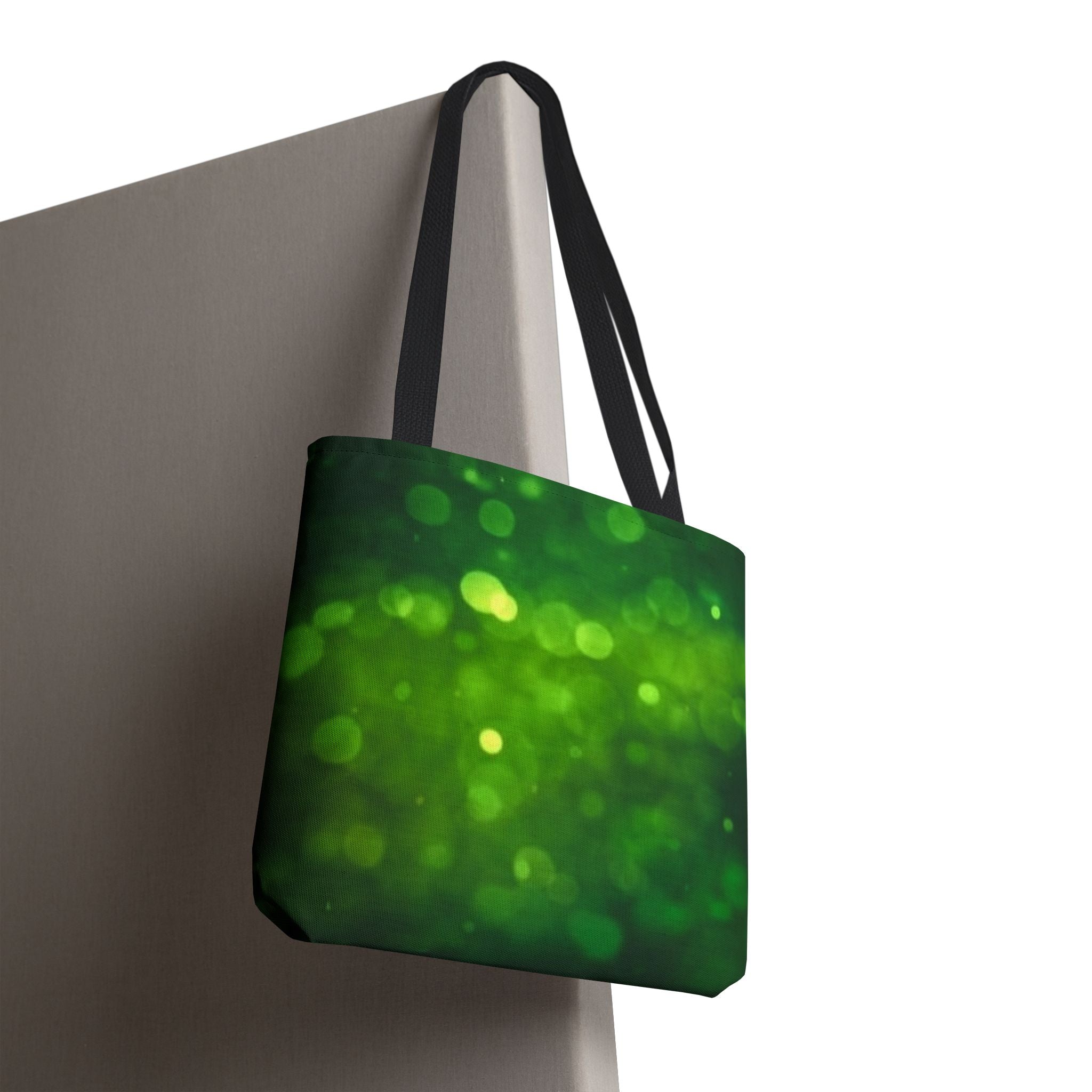 Green Bokeh Tote Bag — Sparkling Nature-Inspired All-Over Print Tote