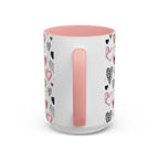 Heart Pattern Accent Coffee Mug — Pink & Navy Love Design (11/15 oz)