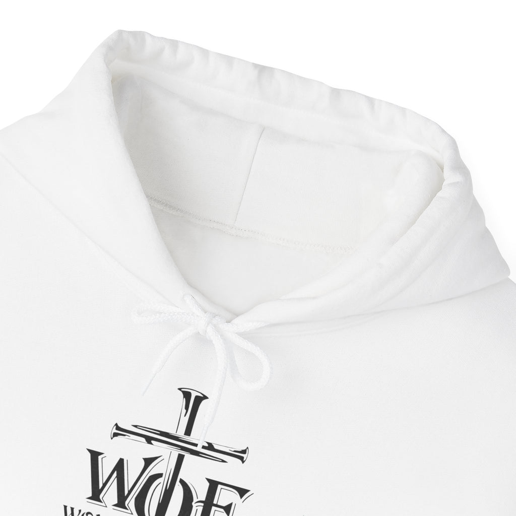 Hoodie — "W.O.F. Woman of Faith" Cross Christian Graphic Pullover