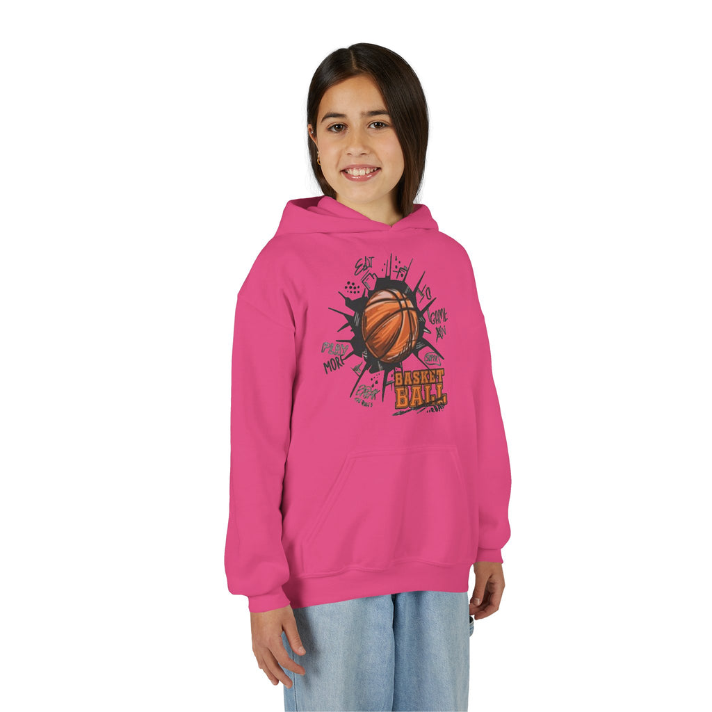 Youth Basketball Hoodie – "Basket Ball" Graphic Pullover for Kids