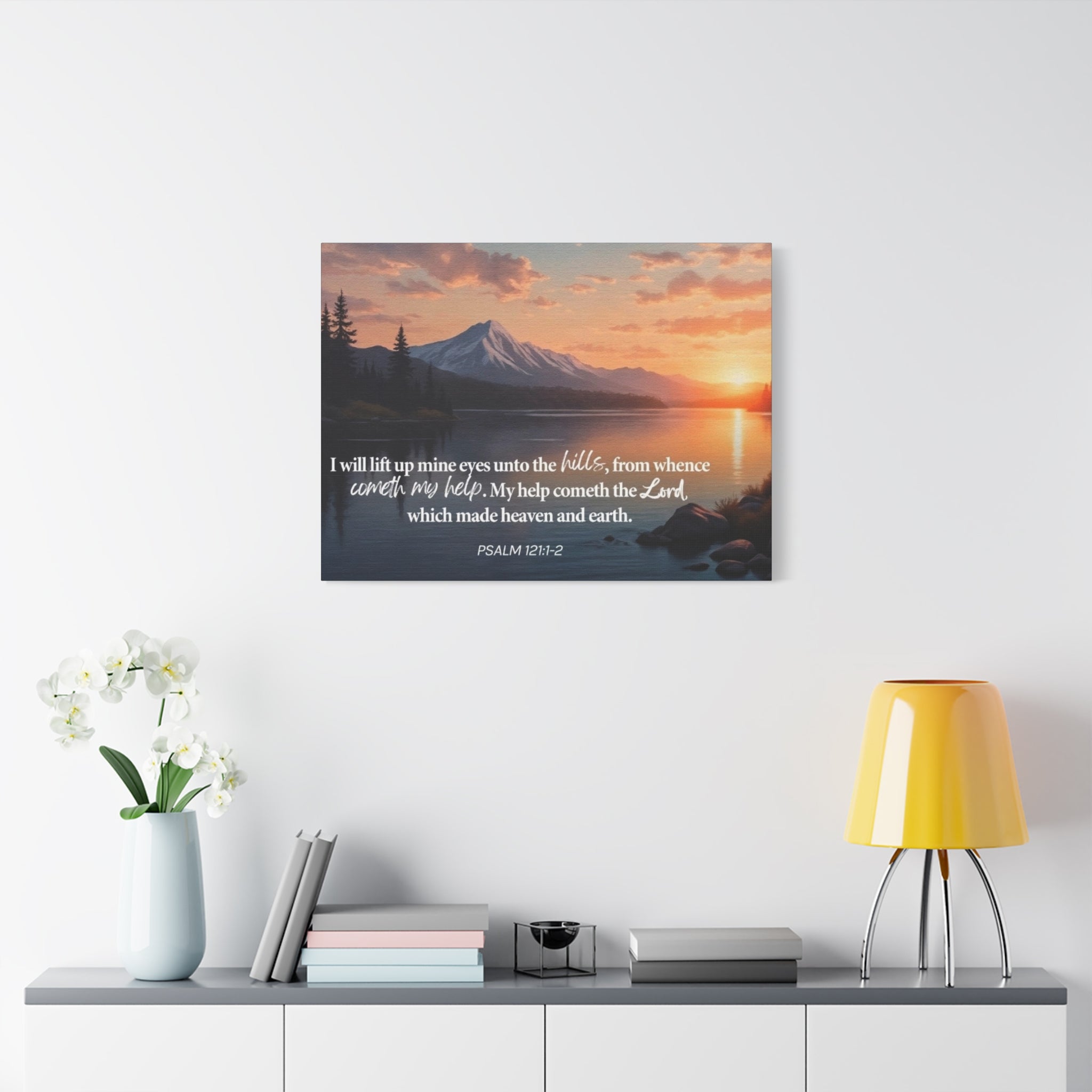 Psalm 121 Canvas Wall Art — "I Will Lift Up Mine Eyes unto the Hills" Inspirational Landscape