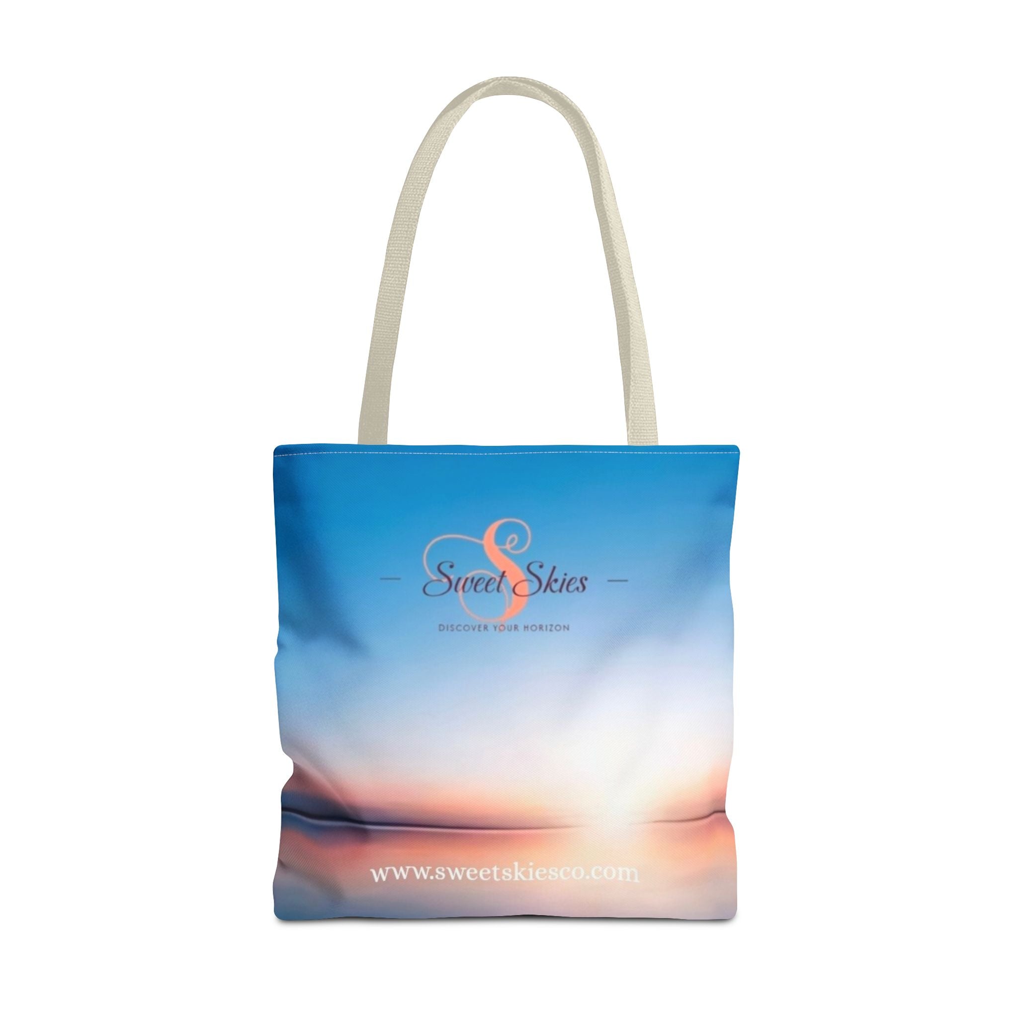 Sunset Beach Tote Bag — Sweet Skies Logo AOP Carryall