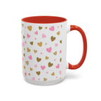 Pink & Gold Heart Accent Coffee Mug — Romantic Valentine’s Tea & Coffee Cup