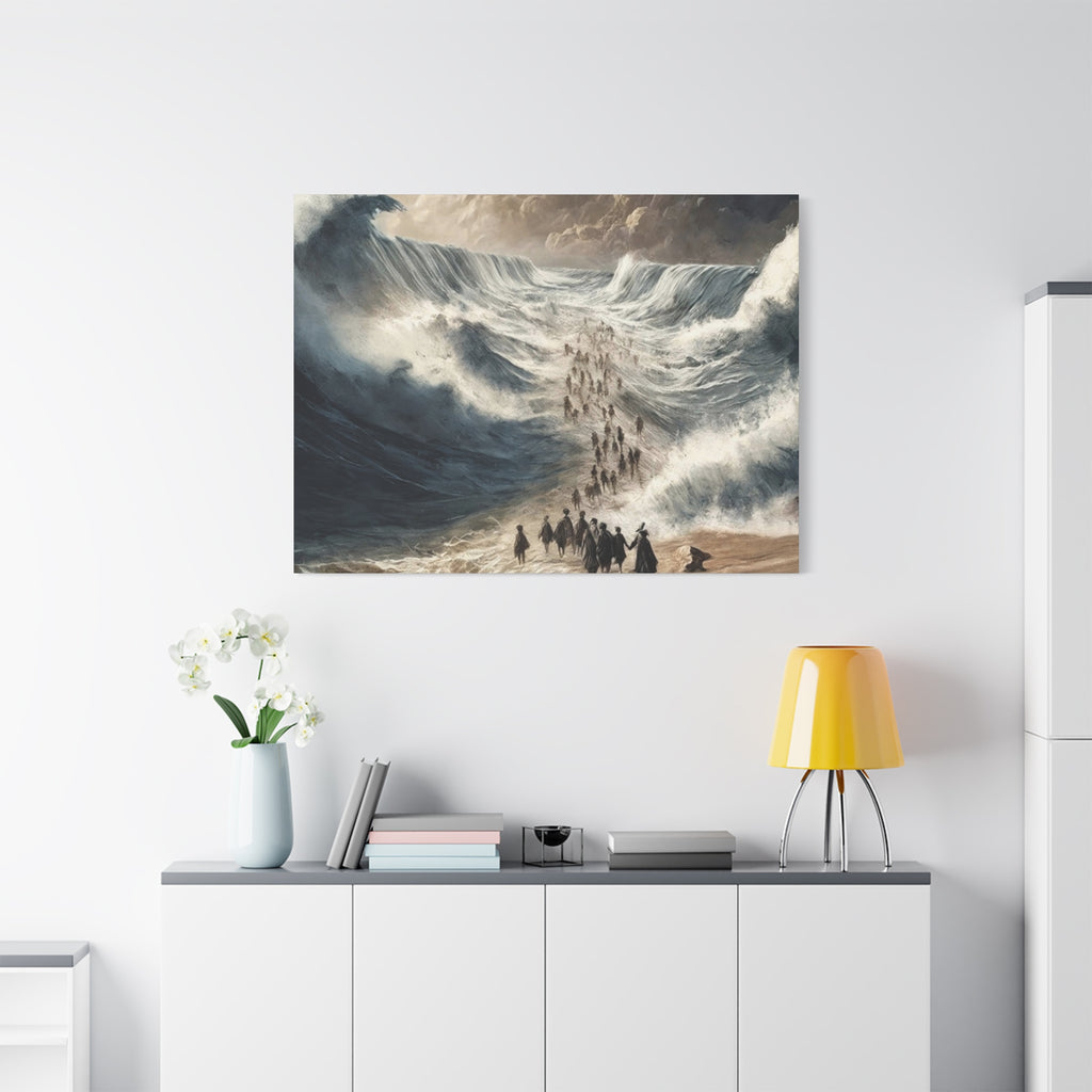 Biblical Exodus Wall Canvas — Parting of the Red Sea Matte Stretched Canvas