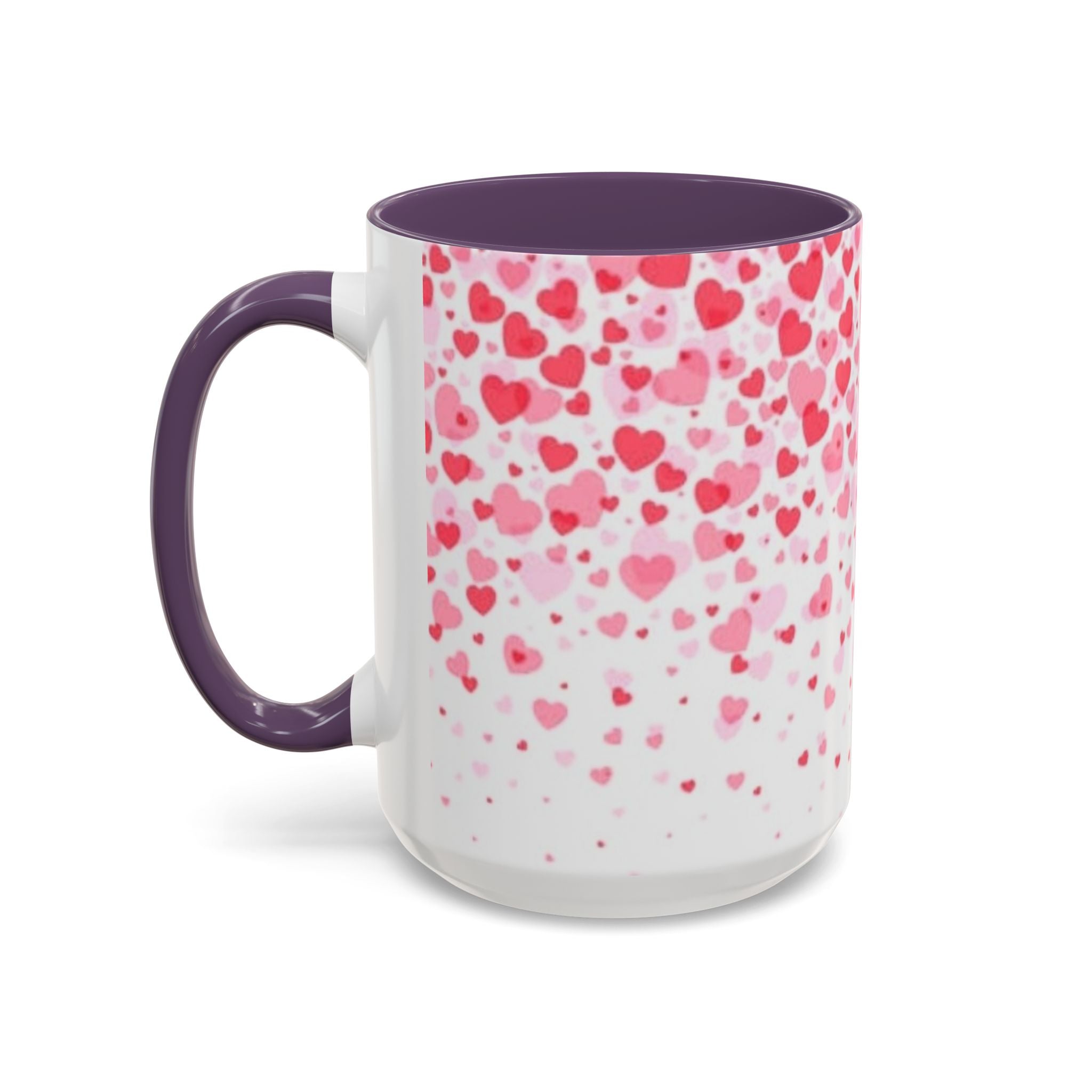 Heart Confetti Accent Coffee Mug — Pink Valentine’s Day Gift (11/15oz)