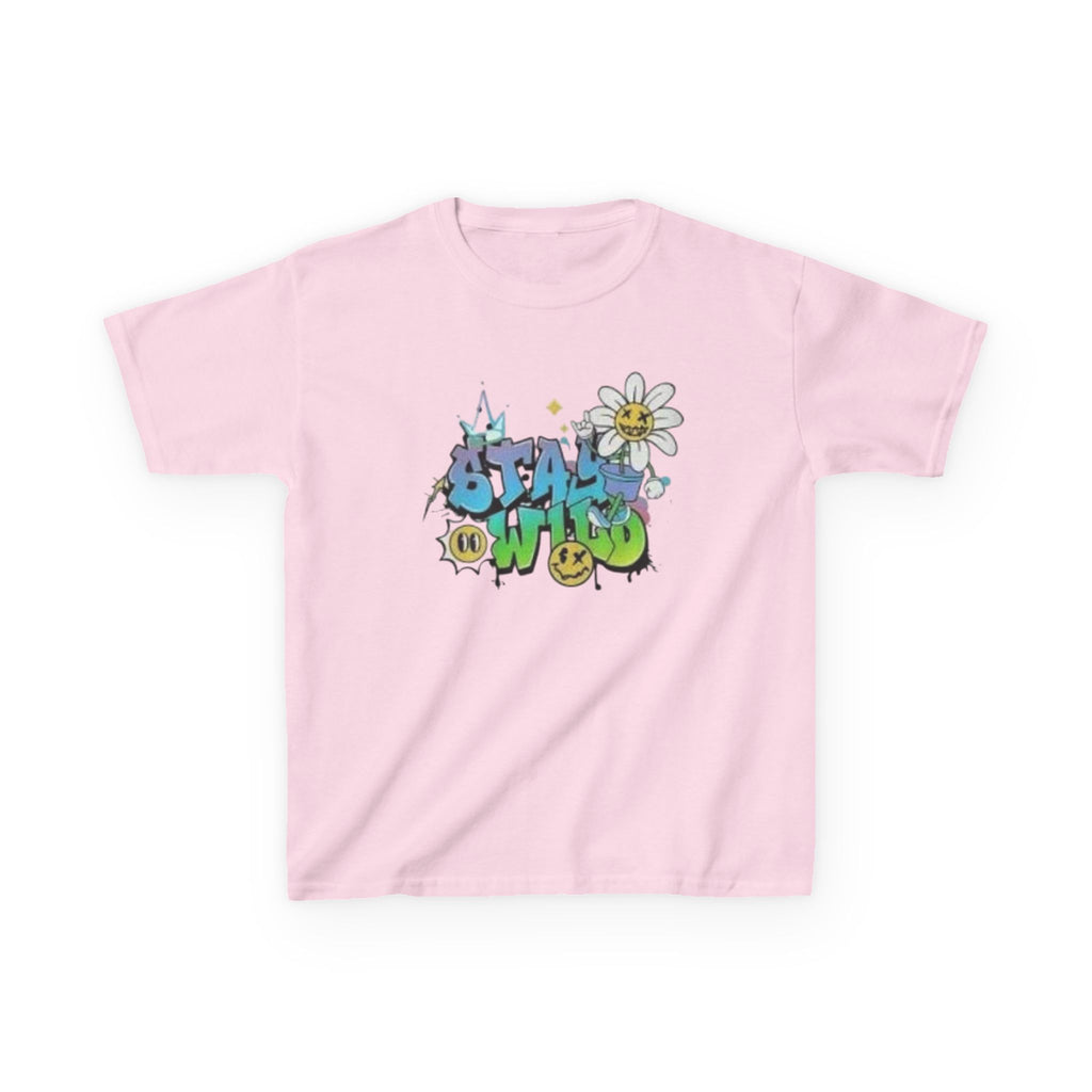 Kids Tee — "Stay Wild" Graffiti Daisy Graphic