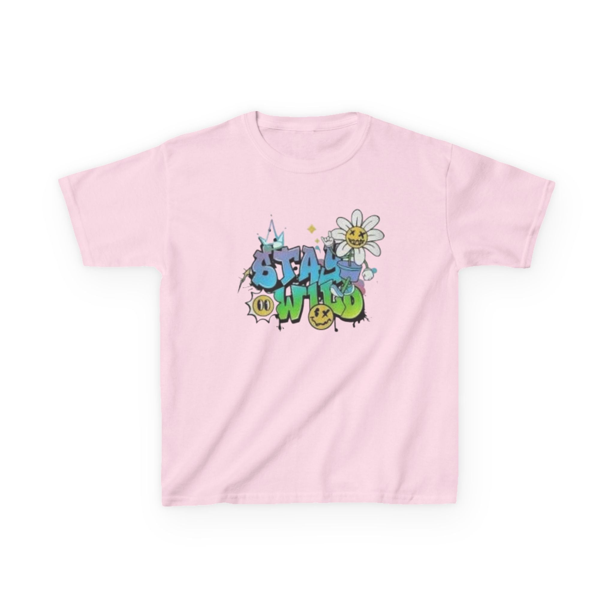 Kids Tee — "Stay Wild" Graffiti Daisy Graphic
